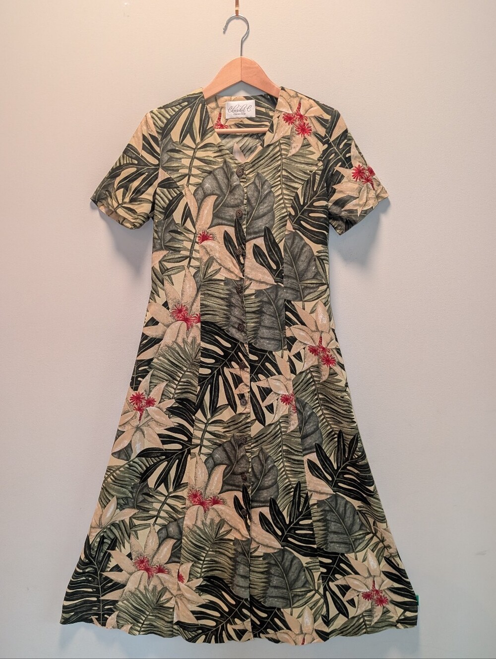 Vintage 90s Conrad C Collection Tropical Botanical Maxi Dress S/XW